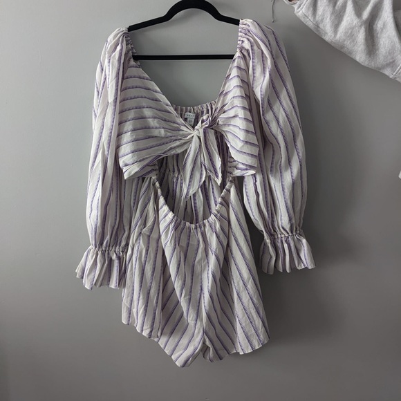 NWT Topshop stripe bow tie sleeve romper size 6 - Picture 5 of 7